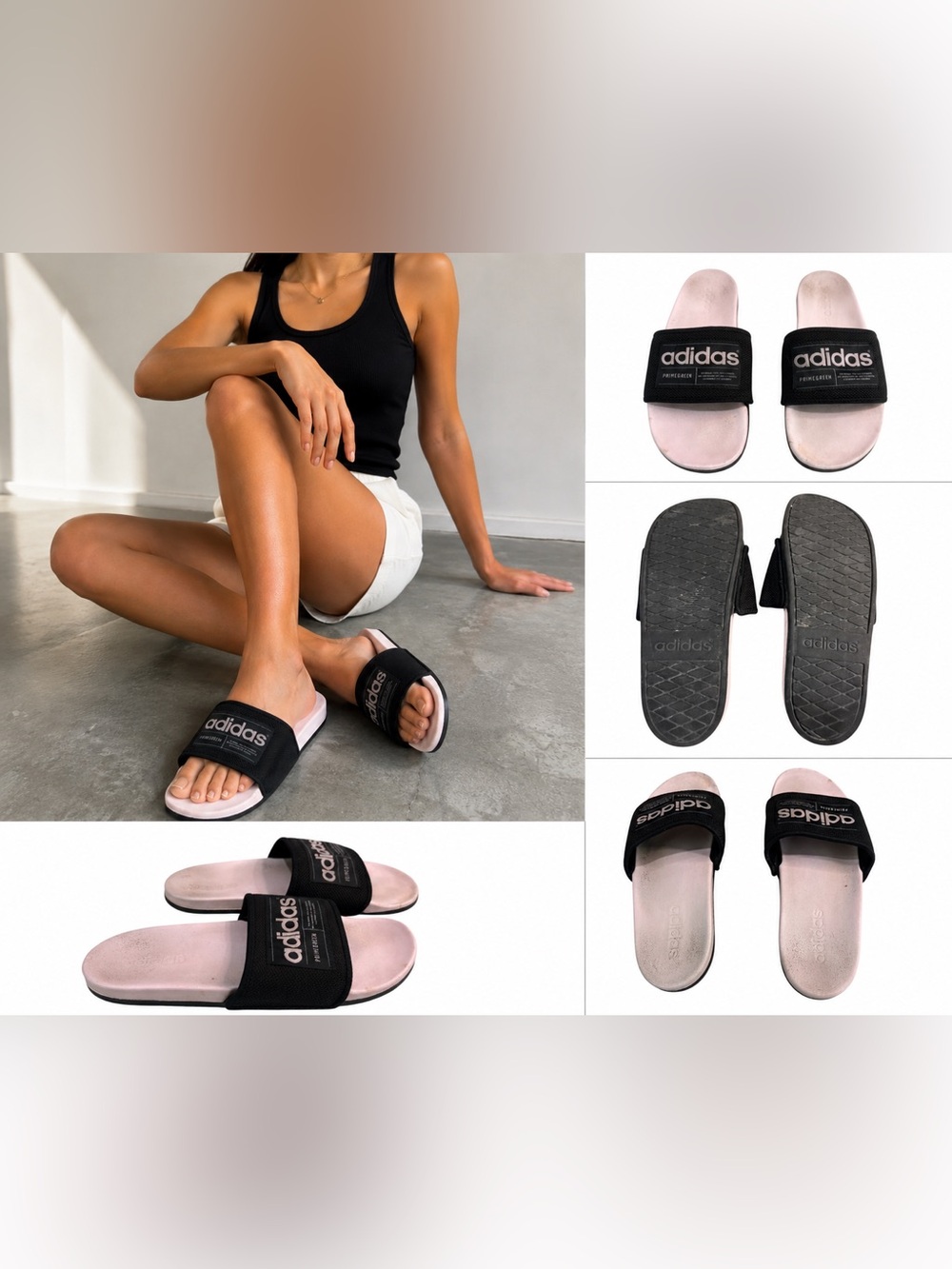 adidas Black & Light Pink Adjustable Slide Sandals